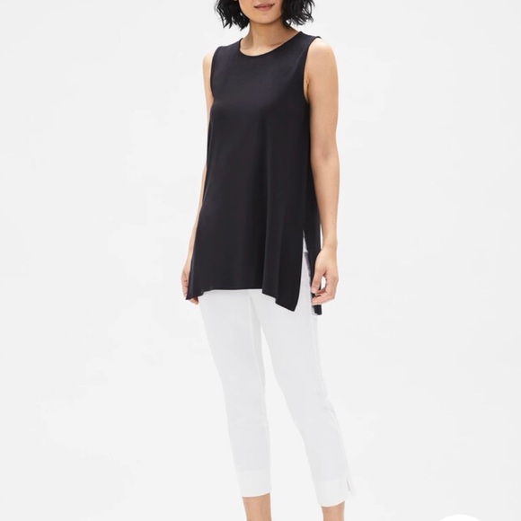 NWT Eileen Fisher Washable Stretch Crepe White Pant Slim Ankle reg $225